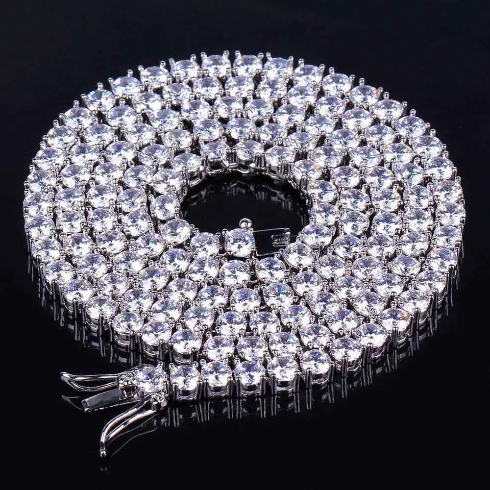

Iced Out Bling 1 Row Prong Tennis Chain 4mm Cubic Zirconia Hip Hop Jewelry for Men Women Choker Necklace 18inch 24inch