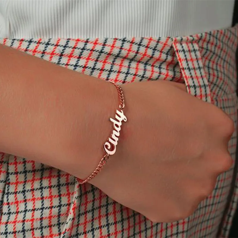 Снаряженная Цепь Браслеты Mujer на заказ именные браслеты для женщин и мужчин