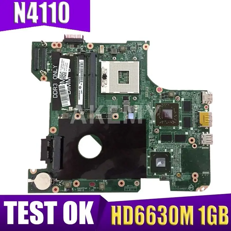 

Akemy Laptop motherboard For DELL Inspiron 14R N4110 HM67 HD6630M 1gb DAV02AMB8F1 CN-00FR3M 00FR3M 0FR3M Mainboard