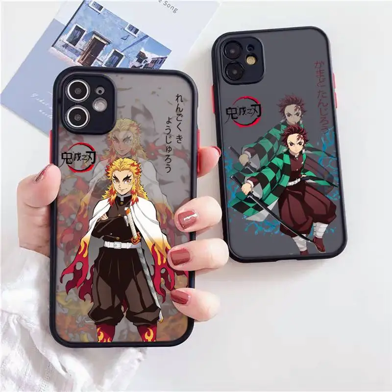 

Demon Slayer Phone Case For iPhone 12 11 Mini Pro XR XS Max 7 8 Plus X Matte transparent Back Cover