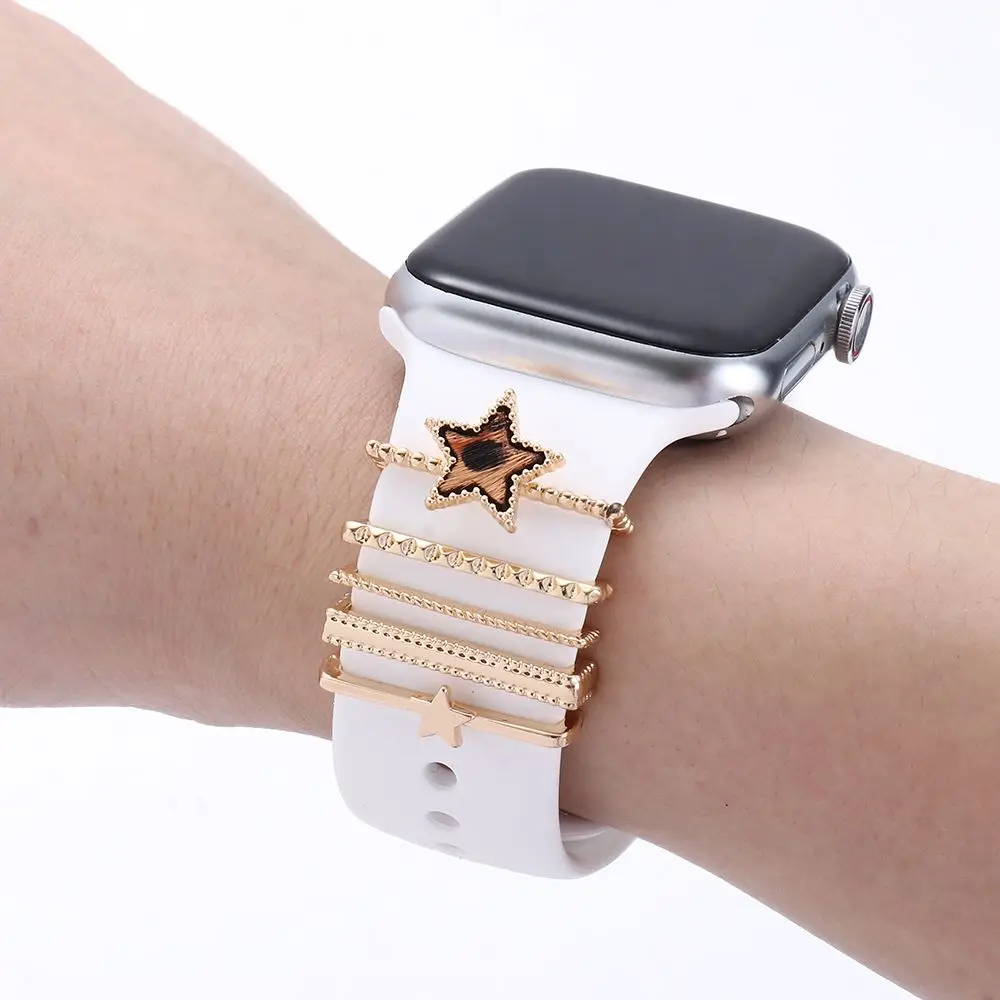 

Металлические подвески, декоративное кольцо для Apple Watch, ремешок с алмазным орнаментом, силиконовый ремешок для умных часов, аксессуары для iwatch, браслет