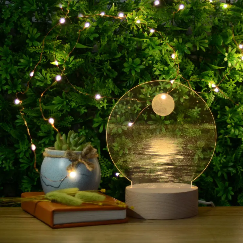 Креативный деревянный Базовый 3d светильник светодиодный Рождественский