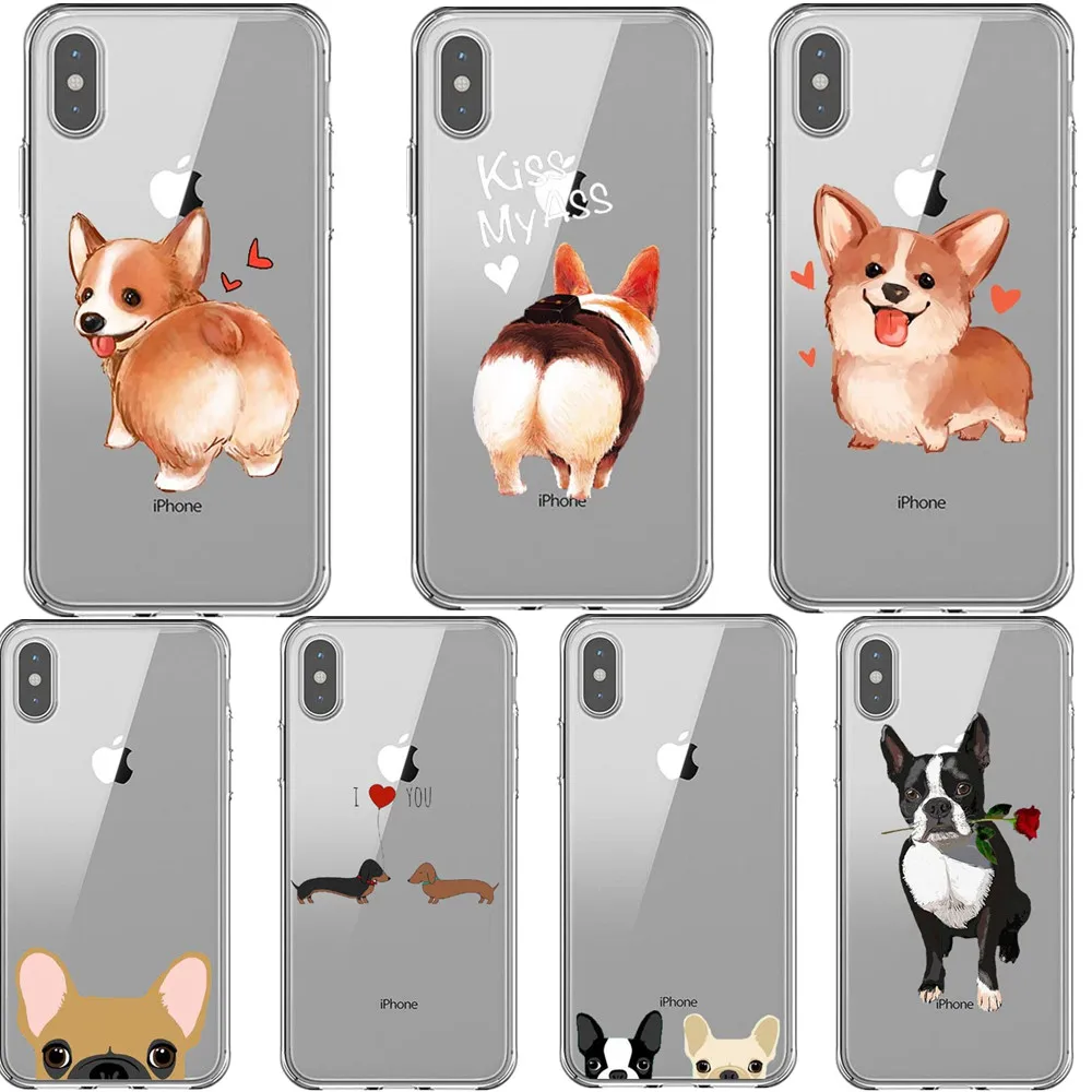 Милый мягкий чехол для iPhone X XS Max XR французский бульдог Такса 5 6 6S Plus 7 8 щенков |