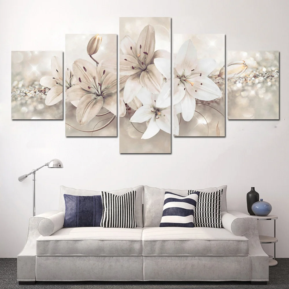 

5Pcs Multi-Picture Combination HD Painting Unframed Modern Flower Canvas Painting Wall Art Home Decor Picture Gift For Friends