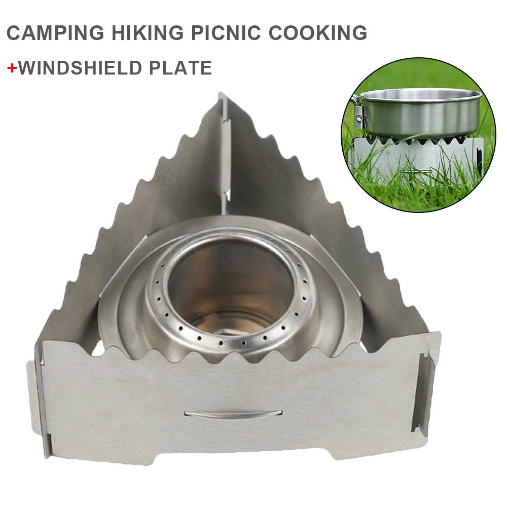 

Camping Stainless Steel Alcohol Stove Camping Stove with Windshield Windproof Alcohol Burner For Hiking Picnic