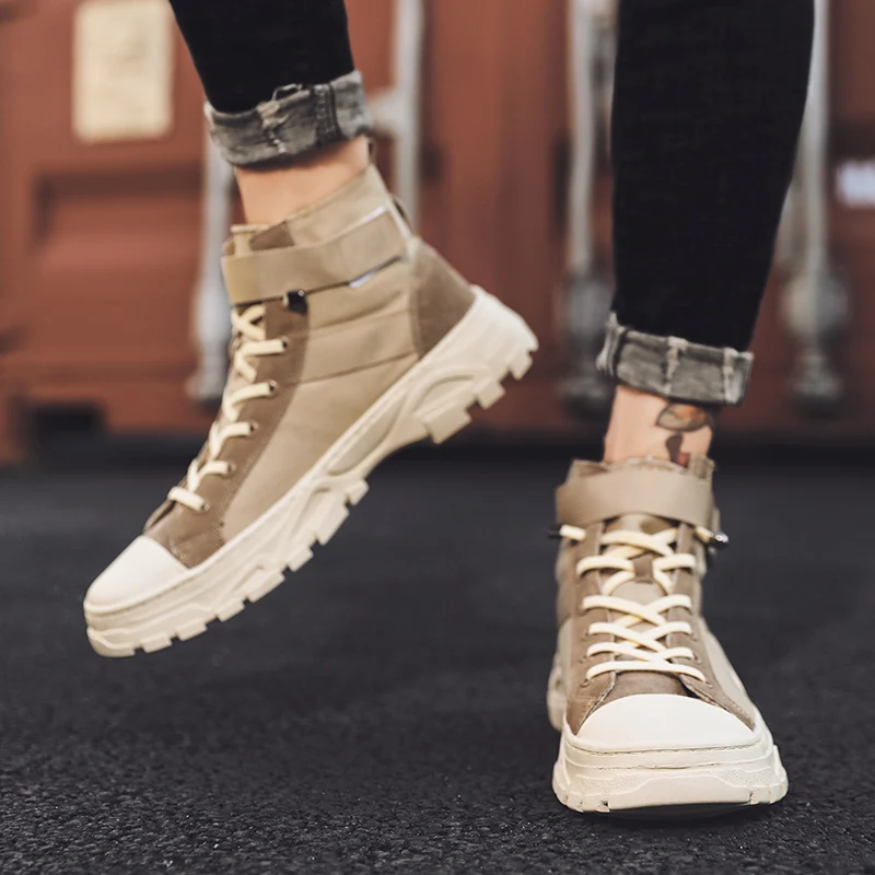 Стильные модные мужские ботильоны повседневная парусиновая обувь кроссовки с