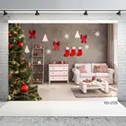 Виниловый фон для детской фотосъемки с изображением серой стены рождественской елки
