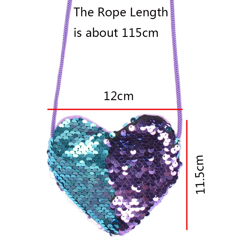 Сумка с блестками в виде любящего сердца Детский кошелек русалочкой сумки слинги