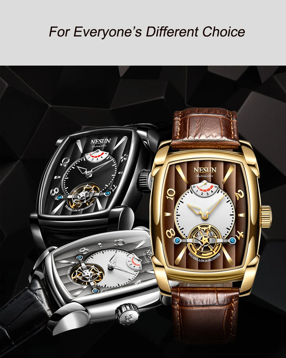 Автоматические механические часы Nesun Tourbillion, часы со скелетом, мужские роскошные Брендовые мужские часы, водонепроницаемые, relogio masculino N9039-3