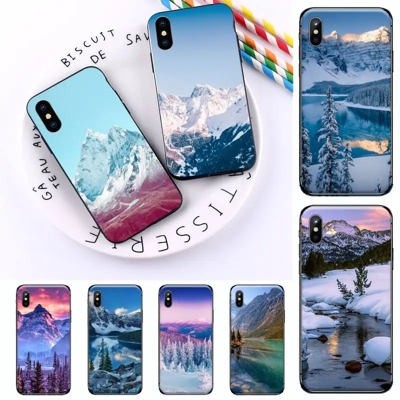 

Snowy Mountain Landscape Phone Case For iphone 12 11 13 7 8 6 s plus x xs xr pro max mini