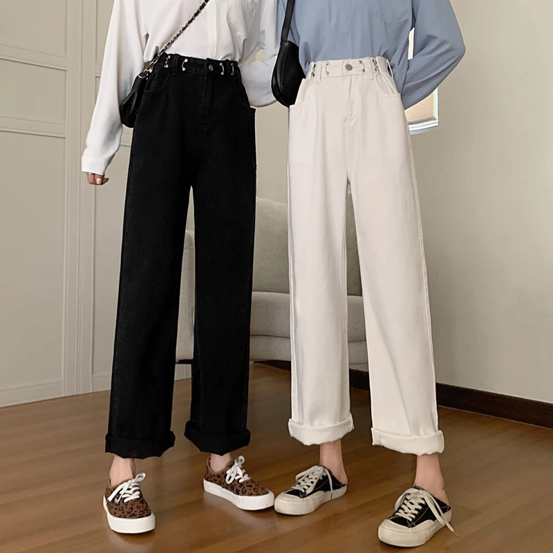 

Oversize 5XL Straight Jeans Women New Spring Autumn Denim Trousers Female Fashion Loose High Waist Drape Wide-Leg Pants Lady