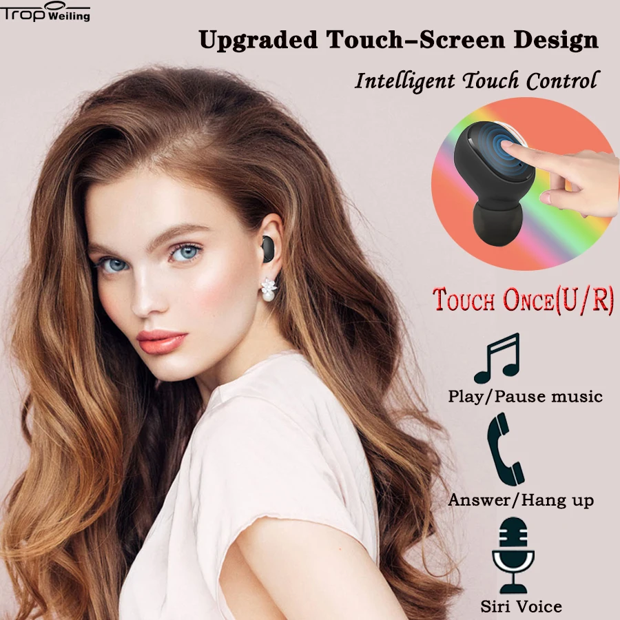 Троп Weiling TWS беспроводные наушники Bluetooth 5 0 с микрофоном Handsfree спортивная