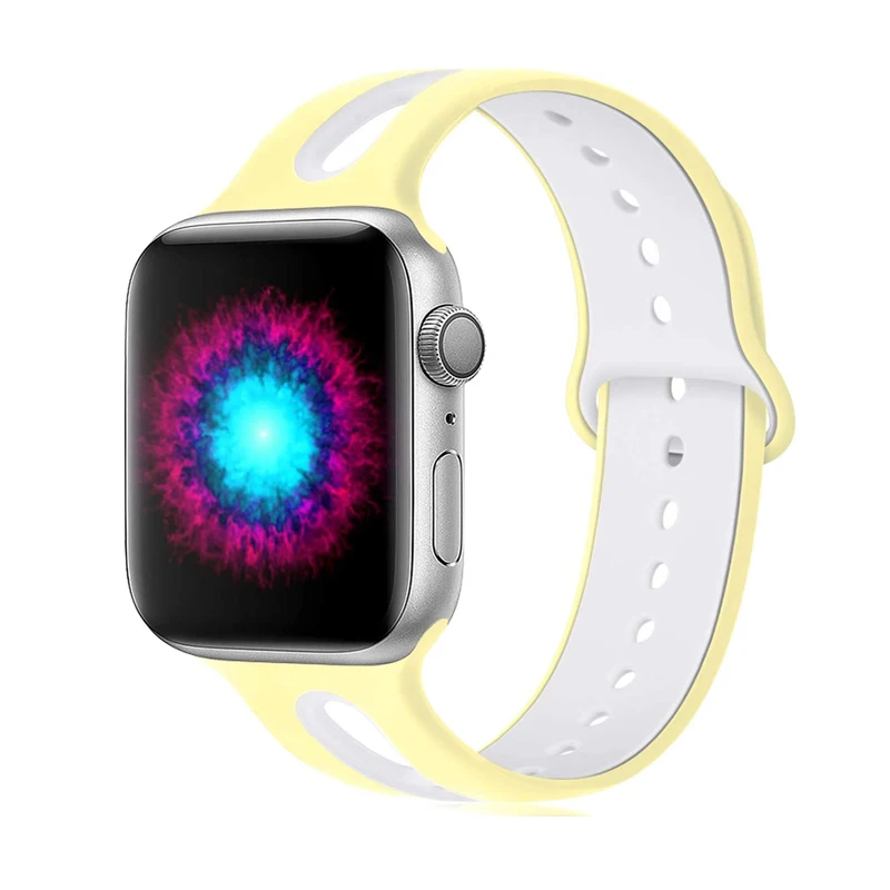 Силиконовый ремешок для Apple Watch band 40 мм 38 44 42 Резиновый Браслет спортивный ремень