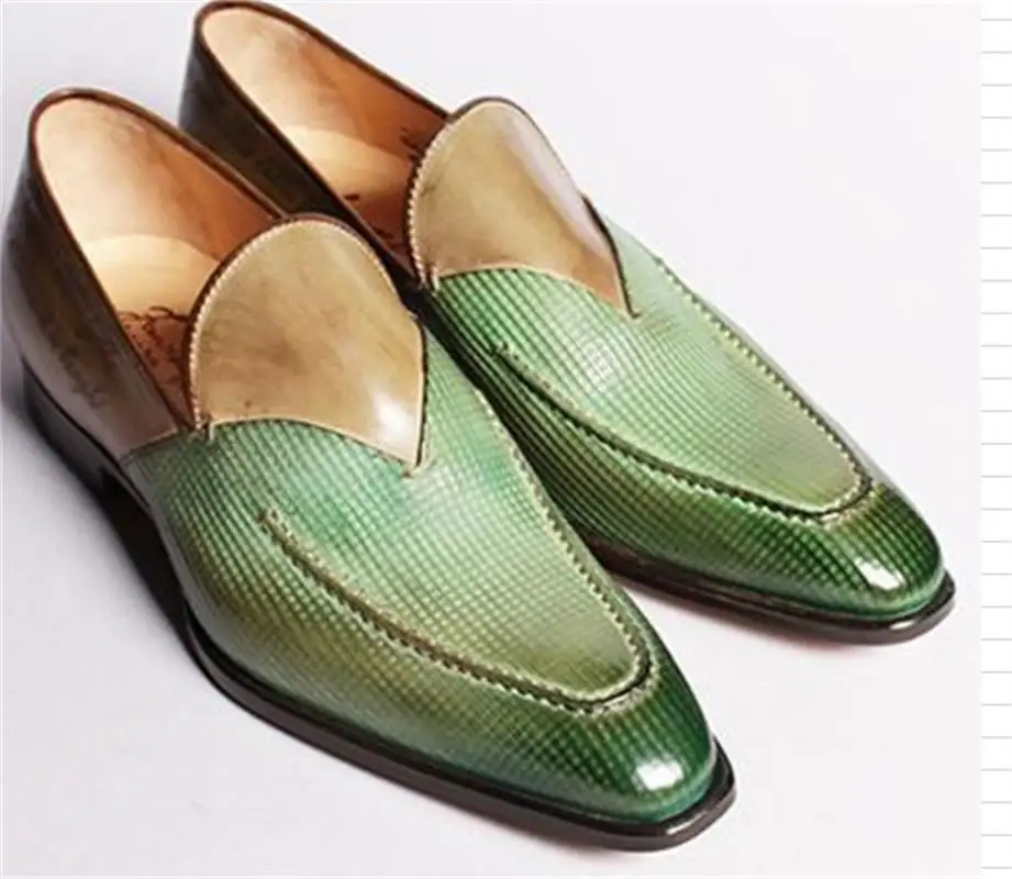 

Men's Leather Shoes 2021 New Color Matching Plaid Cover Foot Low Top Pu Men's Shoes Single Shoe Trend