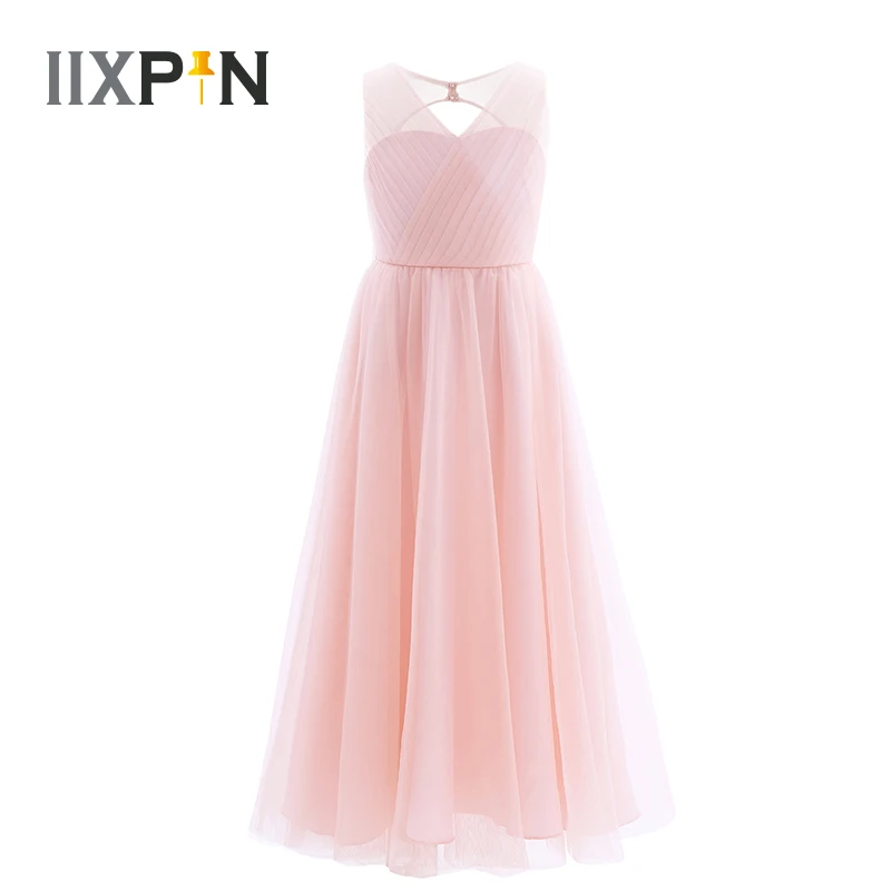 Купи IIXPIN Mesh Cutout Back Flower Girl Dress Princess Pageant Kids Dresses For Girls Wedding Bridesmaid Birthday Party Dress за 941 рублей в магазине AliExpress