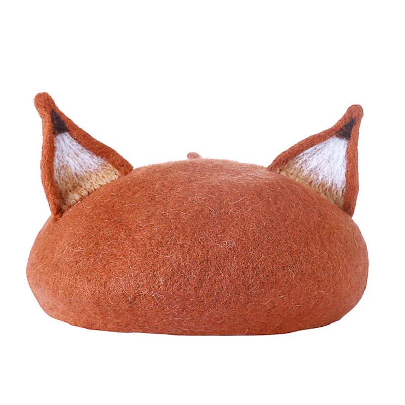 Женский шерстяной фетровый берет с ушками для кошек милая теплая шапка художника