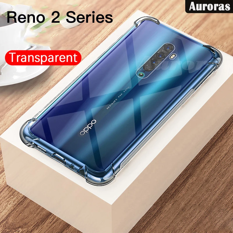 Auroras Мягкий силиконовый чехол для OPPO Reno 2 Роскошный прозрачный четырехугольный