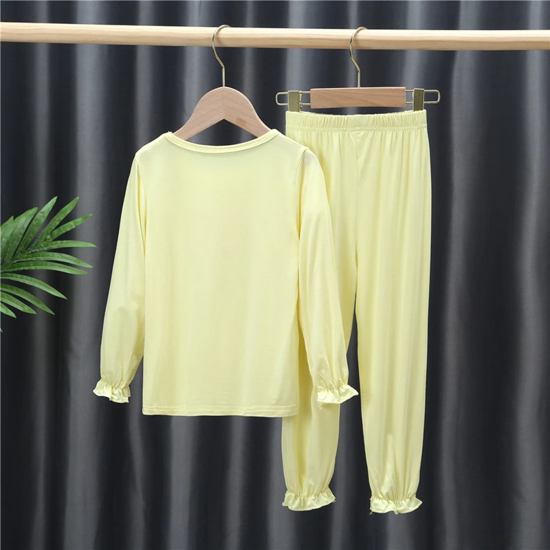 Весенние комплекты одежды для девочек пижамные из чистого хлопка мягкая