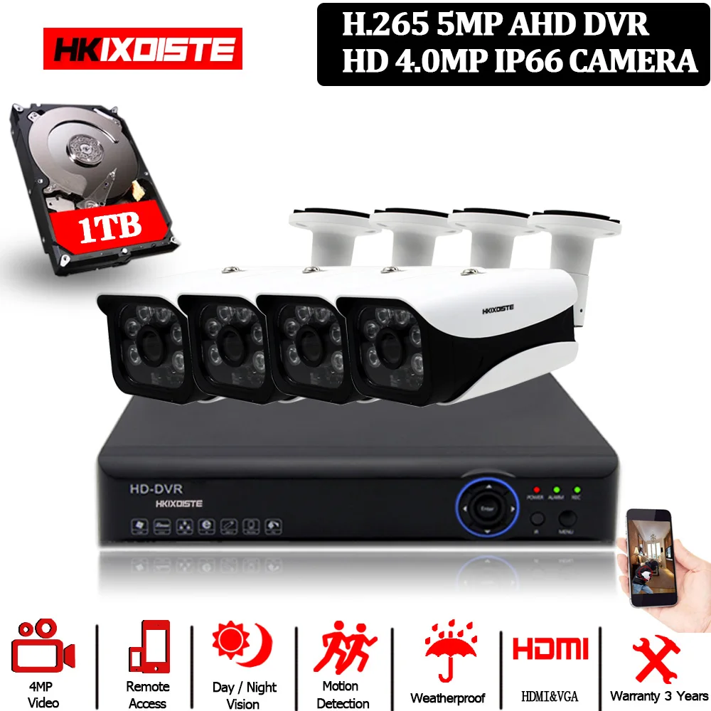 Камера видеонаблюдения HKIXDISTE HD HDMI DVR 4 МП внутренняя и наружная стандартная