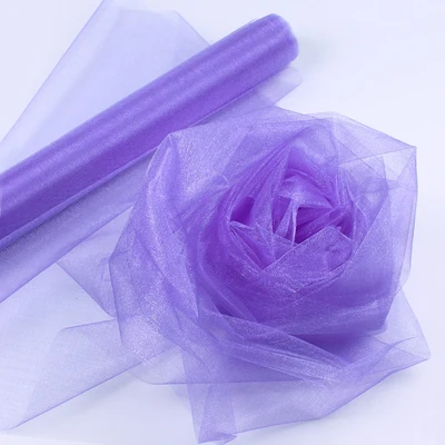 light purple 48 см x 5 м/10 м/15 м органза Кристальный Тюль Детская ванна Снежная пряжа для свадьбы Рождество День рождения DIY вечерние украшение арки - Цвет: light purple
