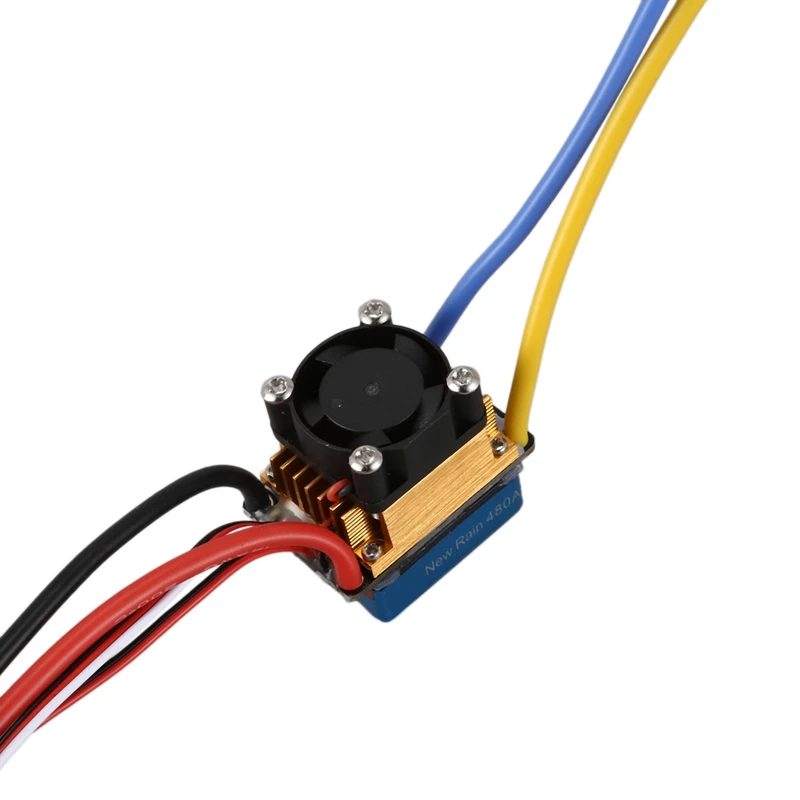 

480A Brushed ESC Single Motor with Cooling Fan Waterproof 2-4S 3 Modes 5V/3A BEC for RC Cars