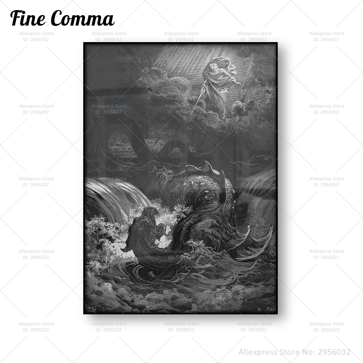 

Destruction of Leviathan Gustave Dore Vintage Poster Religious Art Canvas Print Antique Wall Art Home Decoration Painting Gift