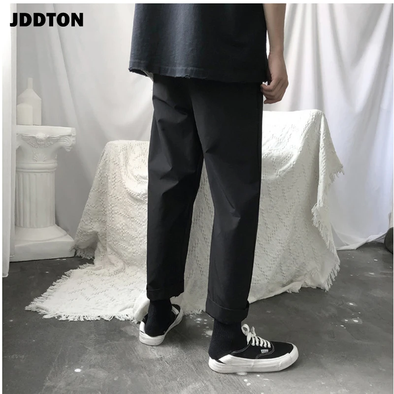 Мужские черные однотонные брюки JDDTON тренировочные штаны прямые до щиколотки