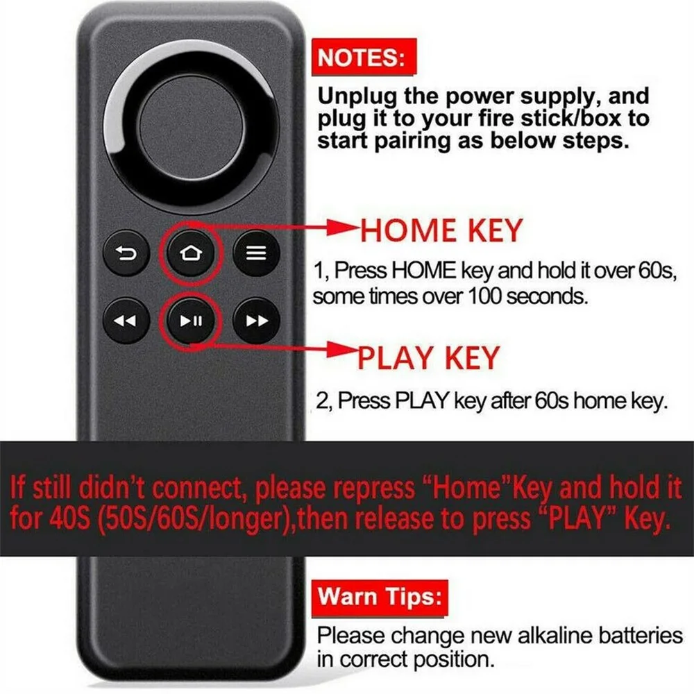 Сменный пульт дистанционного управления Bluetooth совместимый с Amazon 2nd-gen Fire TV 3rd Gen Stick