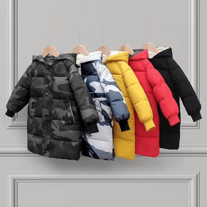 

New Children Winter Down Jacket Boy Girl Clothes Thick Warm Hooded Coat Kids length coat Teen clothing Outerwear snowsuit