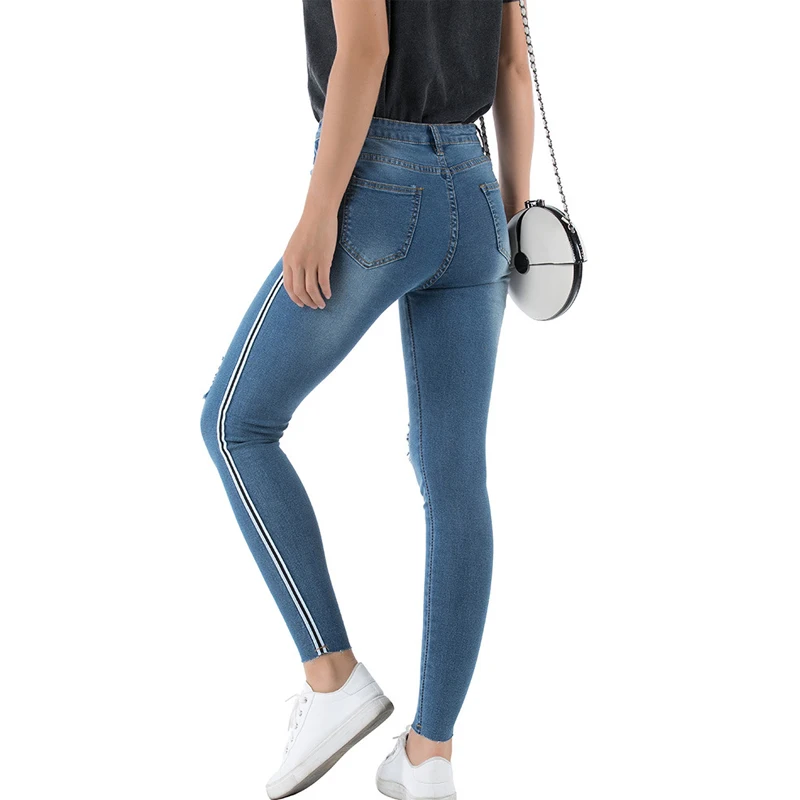 CHRLEISURE женские обтягивающие джинсы джинсовые брюки с дырками узкие повседневные