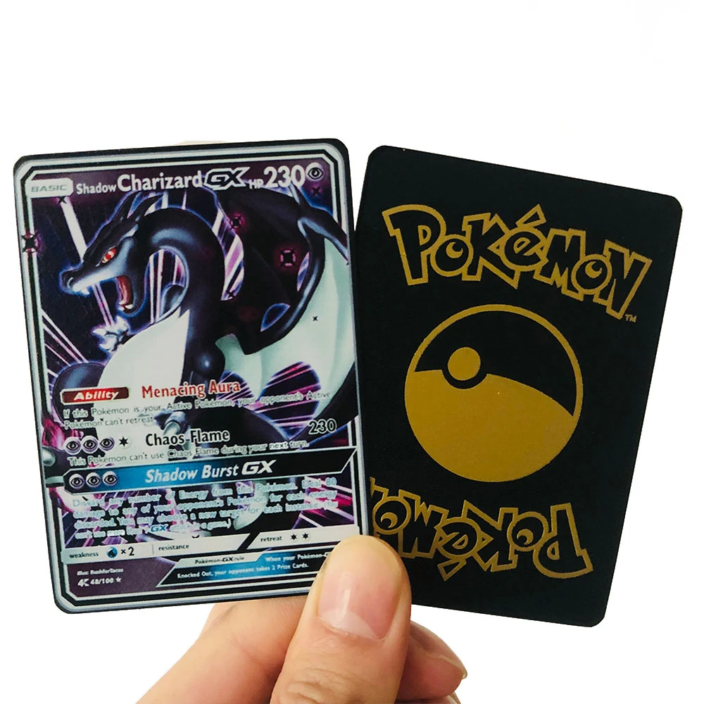 Новая Металлическая карточка Pokemon Shadow Charizard Mewtwo GX MEGA черная коллекция супер игр