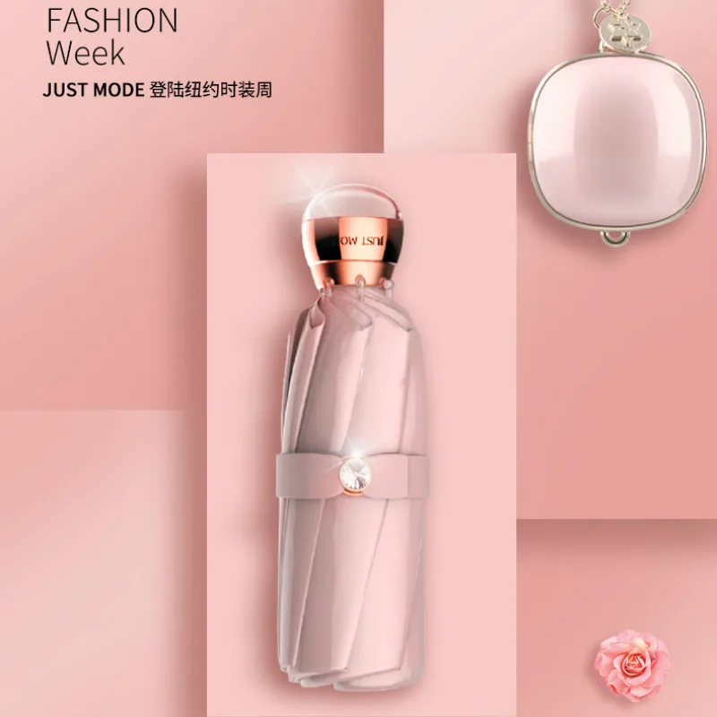 Женский маленький складной зонт от солнца розовый зонтик дождя с УФ-защитой