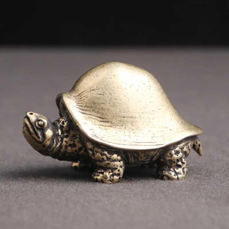 

Antique Brass Longevity Tortoise Miniatures Figurines Living Room Desktop Ornaments Home Decoration Copper Turtle Animal Tea Pet