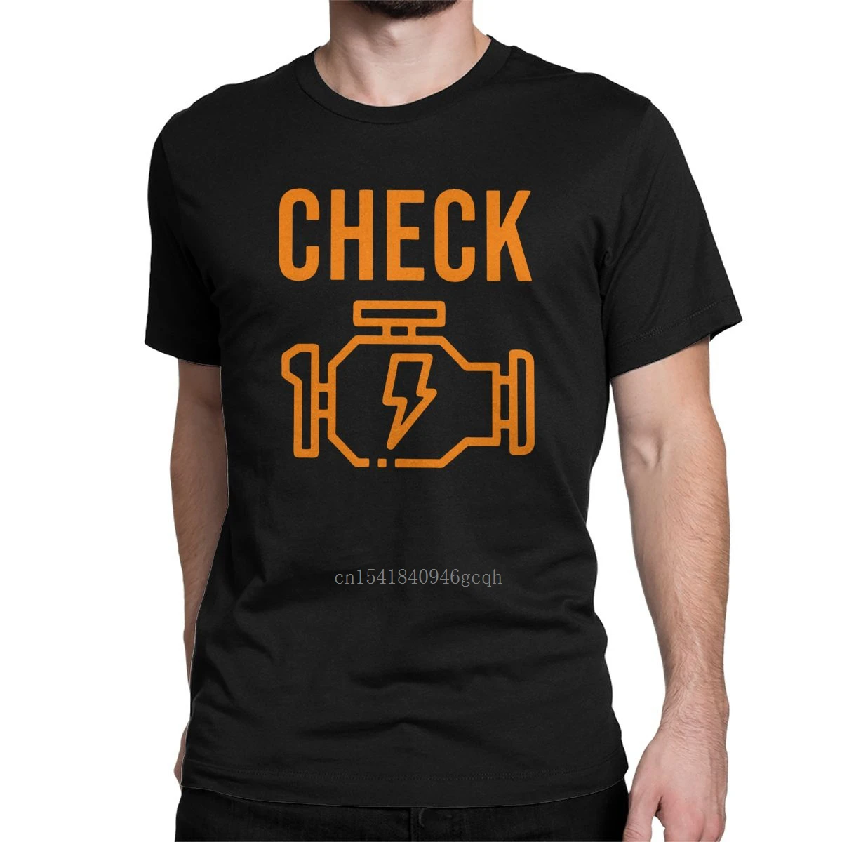 

Novelty Check Engine Sign T-Shirt for Men Crewneck Pure Cotton T Shirts Motor Car Lovers Short Sleeve Tee Shirt 6XL Clothing