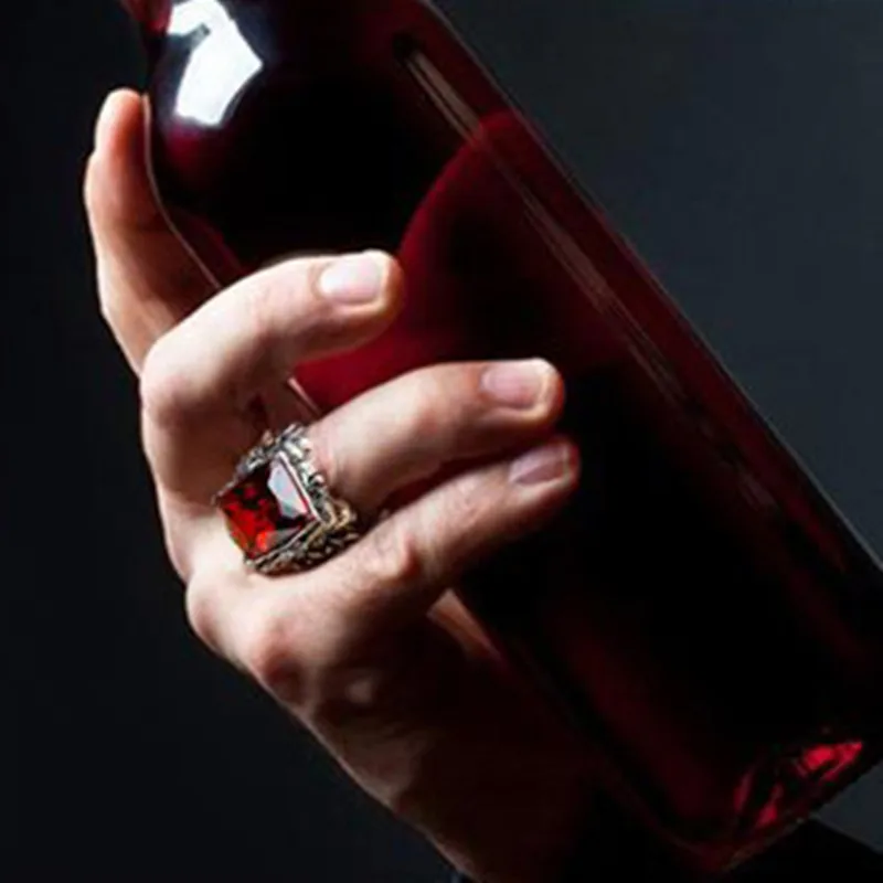 Инкрустированный Красный Циркон черный циркон квадратное кольцо мужская мода