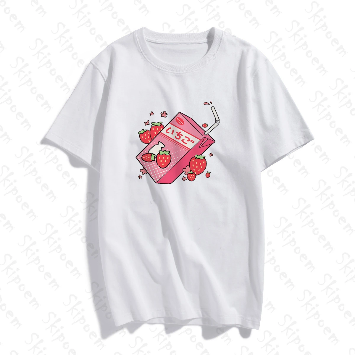 Милая женская футболка с клубничным ароматом молока винтажная размера плюс