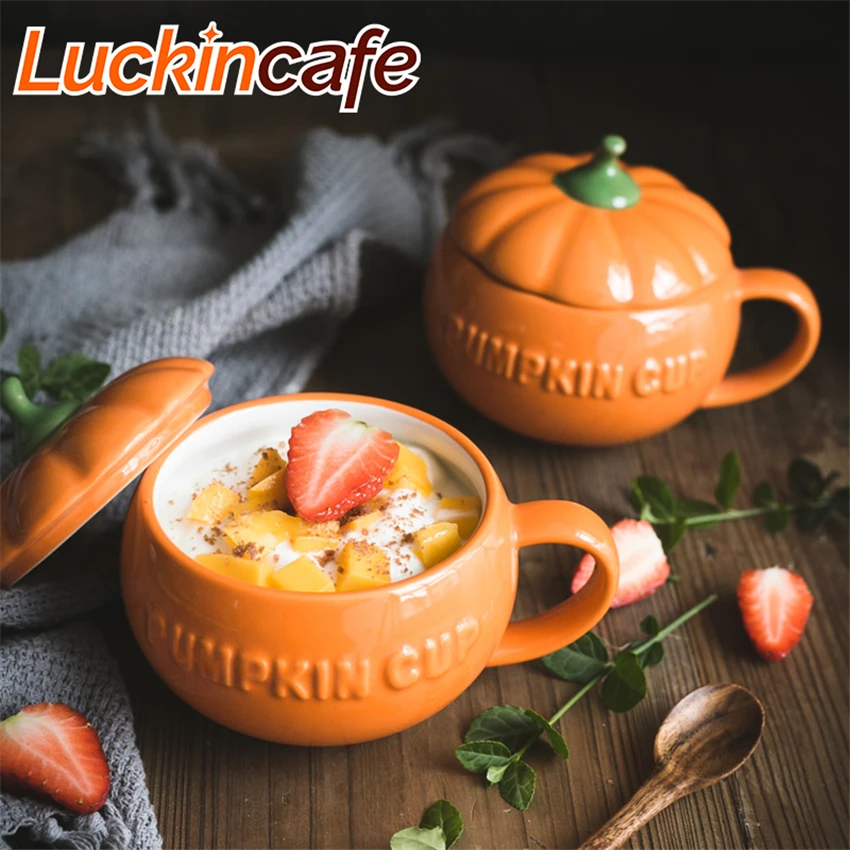 Чашка для завтрака с тыквой керамическая чашка молока пудинга йогурта/ins | Дом и