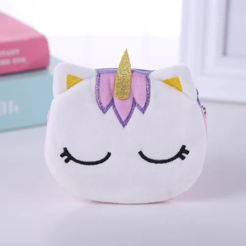 Плюшевые Кошельки для монет, детский клатч, Женская Kawaii, детская мини-сумка, круглый кошелек на молнии с рисунком единорога, кошельки для монет для детей - Цвет: Style 4
