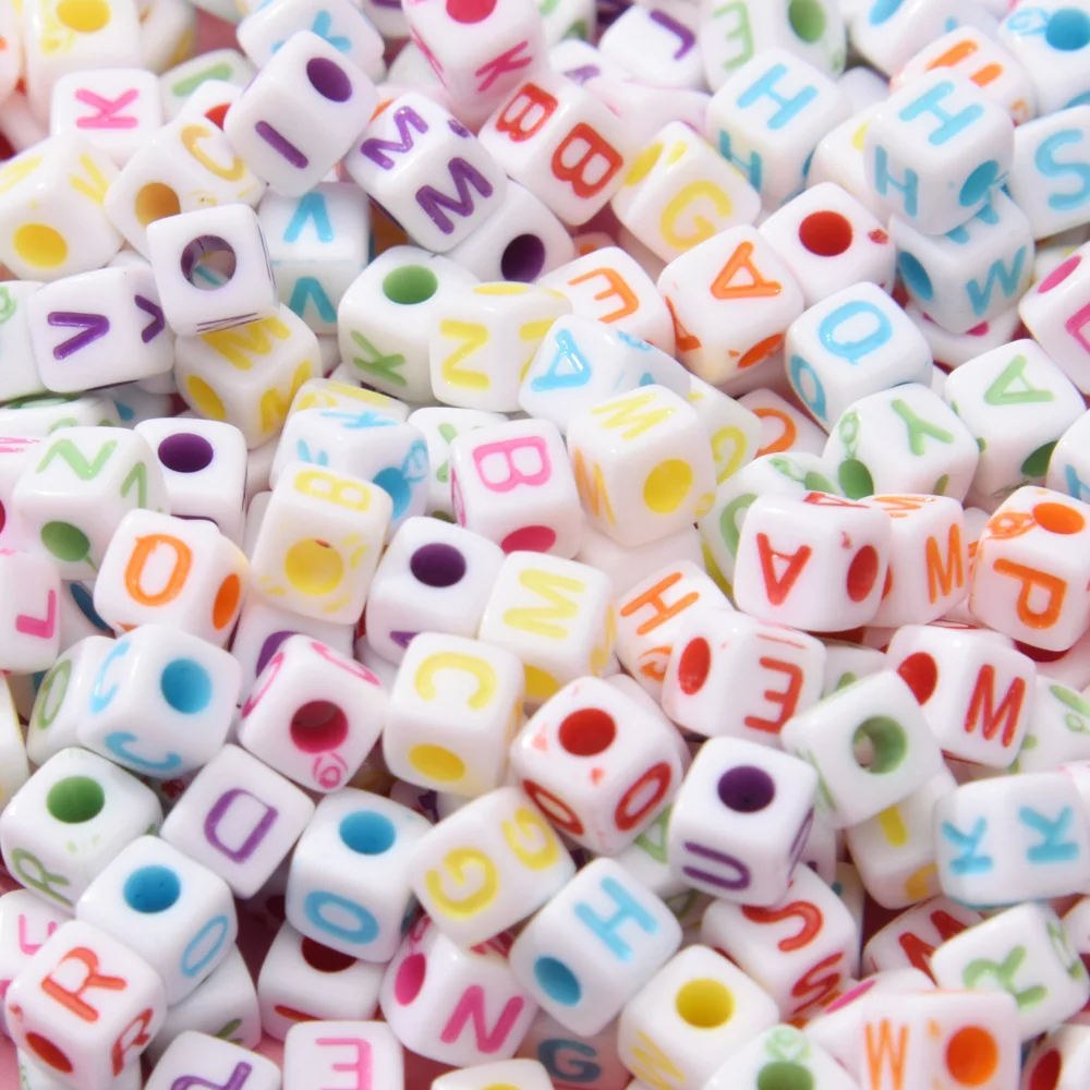 

100pcs 5x5mm Bracelet DIY Beads Square Letter Beads for Jewelry Making Components Acrylic Alphabet Beads Necklace Bracelet DIY