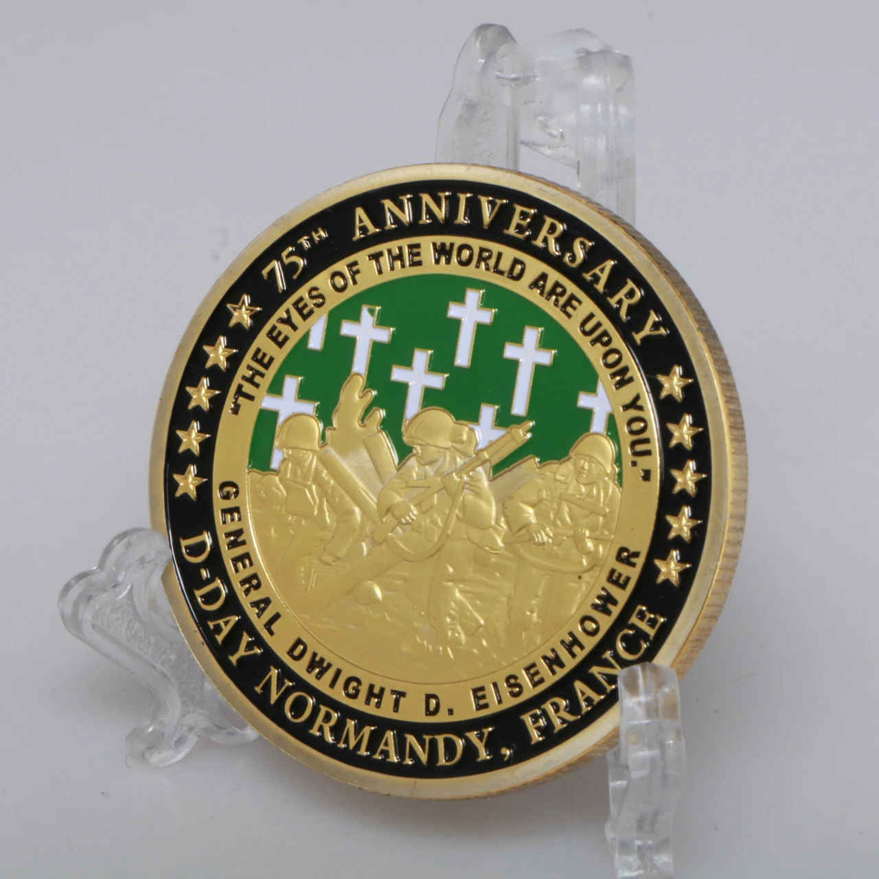 Позолоченная монета д-дня Нормандии на 75 юбилей Франция Канда Великобритания