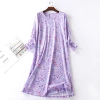 brand designer homewear women casual soft long nightgown ladies cotton long sleeve nightdress female plus size sleep dress