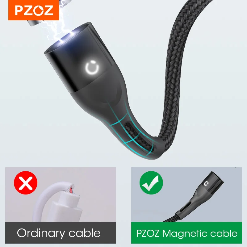 PZOZ Magnetic Cable Micro USB C Fast Charging Adapter Microusb Magnet Type C Mobile Phone Cable Data Charger For iPhone 12 Pro