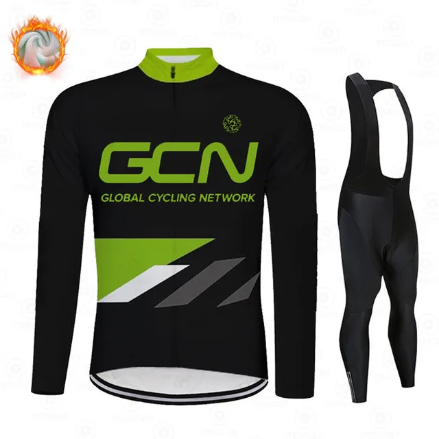 

GCN New Winter Fleece Profession Team Cycling Jersey Set Ropa Ciclismo 19D GEL Cushion Triathlon Mountian Bicycle Clothing Suit