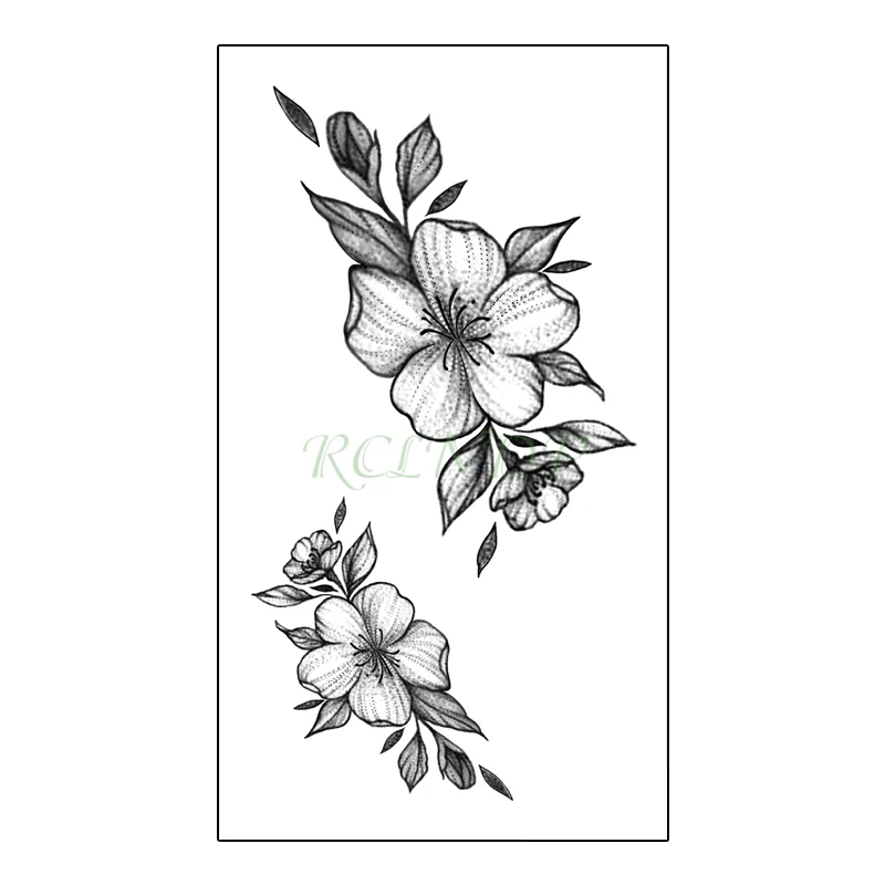 

Водостойкая временная татуировка-наклейка с черными цветами, растениями Ele для мужчин, t флэш-тату, имитация татуировки для рук, рук, шеи, бод...