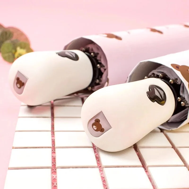 Милый прозрачный зонт с медвежонком защитой от ультрафиолета для студенток