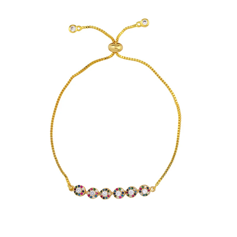 Новая мода богемный Радужный цвет кубического циркония браслет для женщин CZ