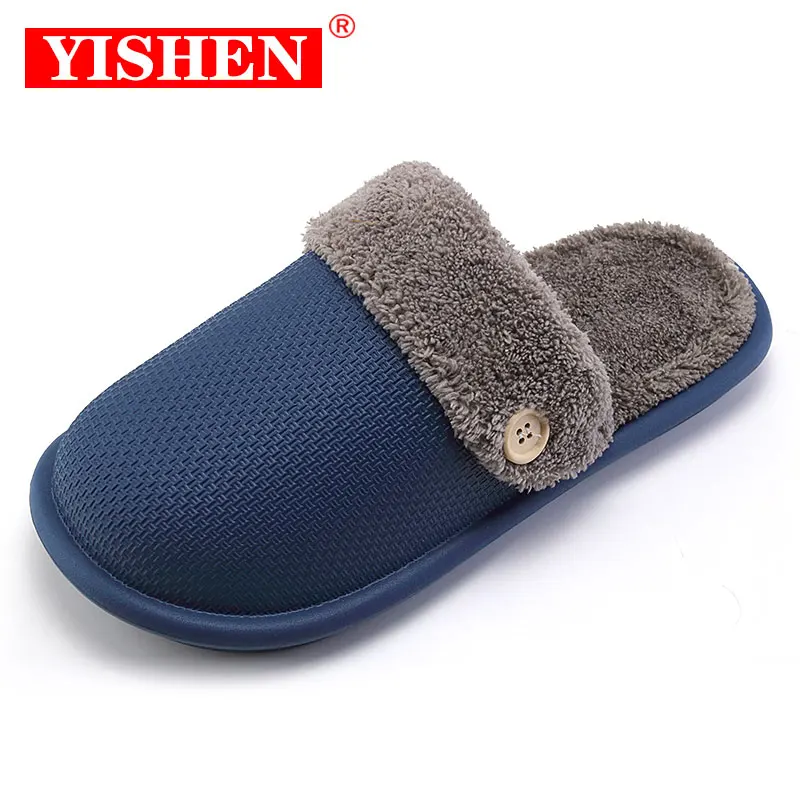

YISHEN Winter Couple Slippers High Quality Home EVA Sole Waterproof Unisex Shoes Non-slip Warm Bedroom House Lovers Slippers