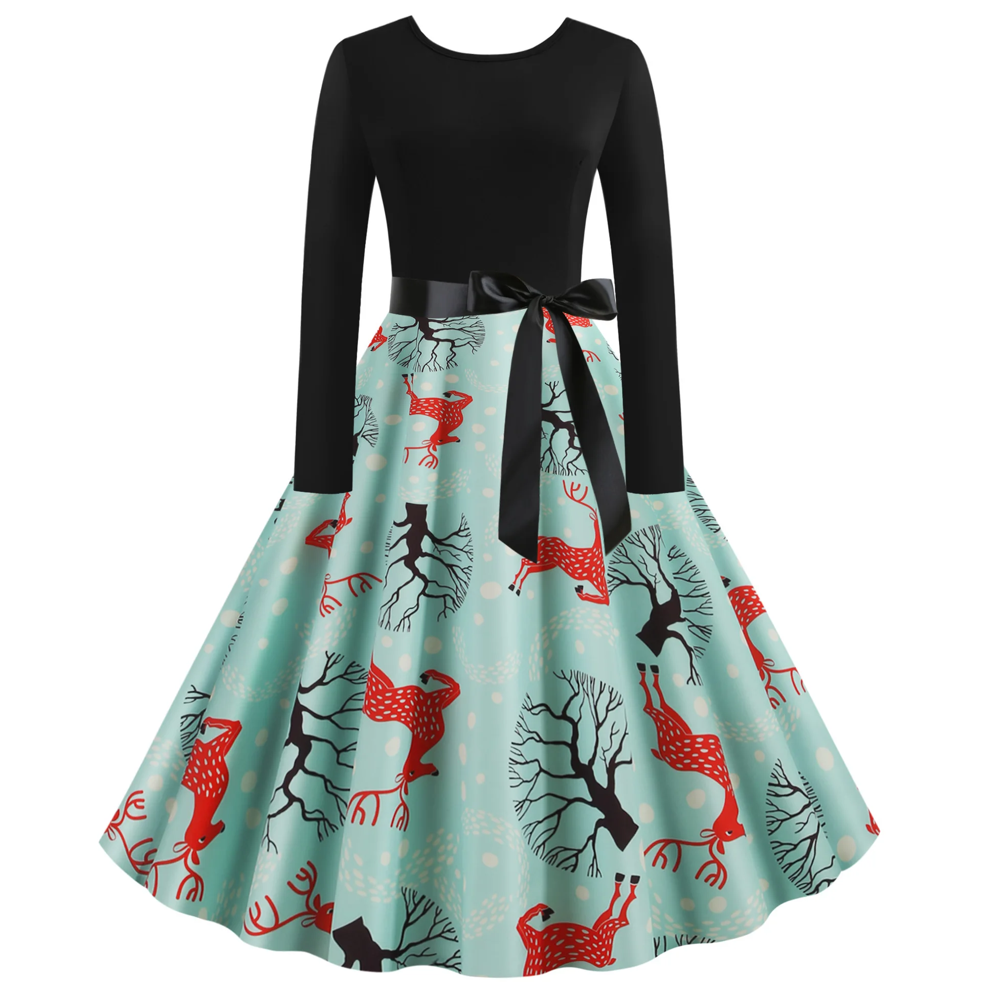 Элегантное рождественское платье для женщин Санта Клаус плед печати короткий