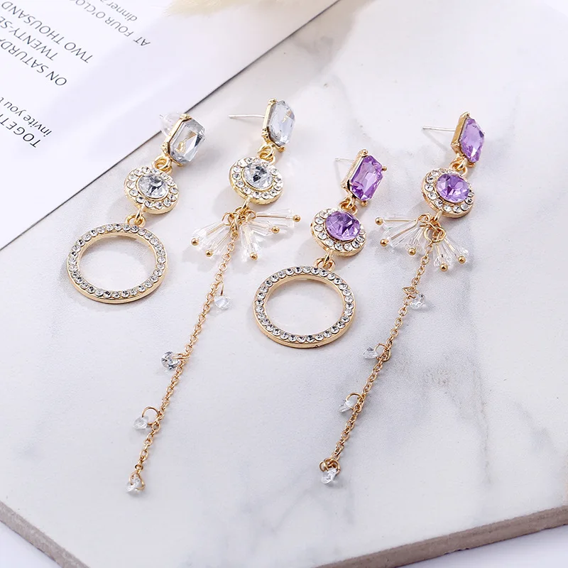 Женские Длинные кисточкой серьги падения темперамента корейский асимметричный