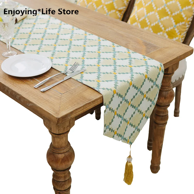 

Nordic Table Runner Geometric Jacquard Table Runner Wedding Hotel Tablecloth Dustproof Tablecloth Luxury Table Cover